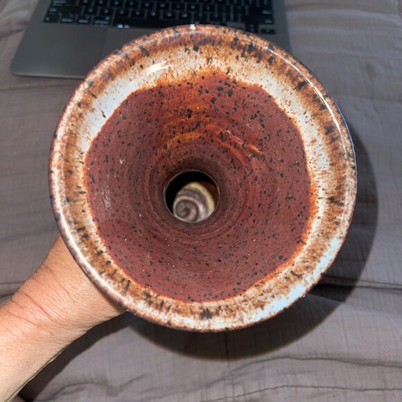 David Stewart Vintage Vase Blue Brown Stoneware Decor Collectible - Picture 7 of 11